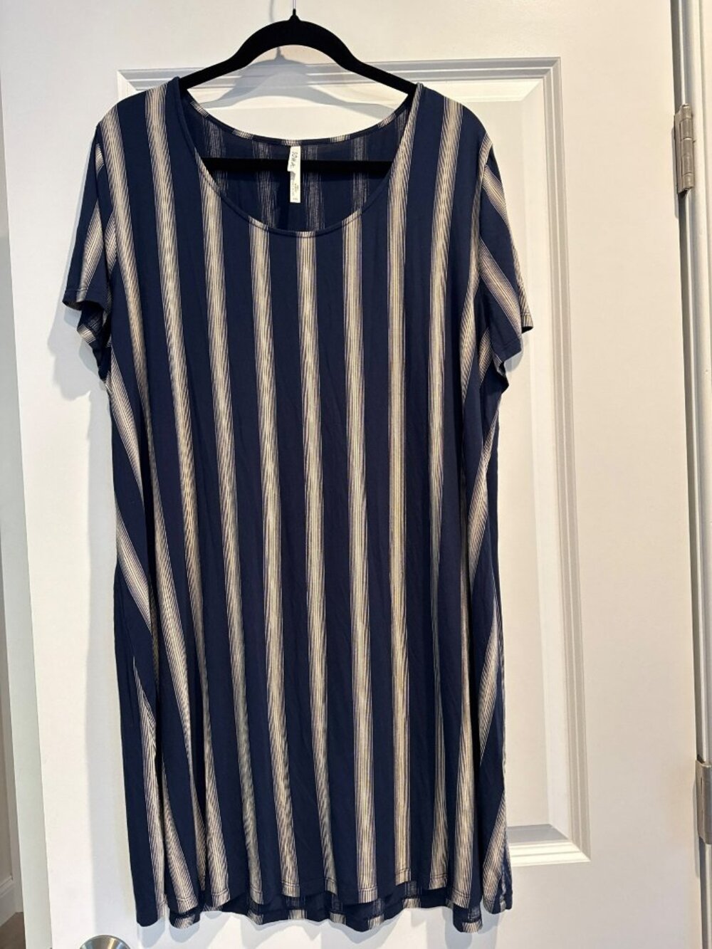 Soma Cool Nights Sleepshirt XXL Short Sleeve Nightgown Pajama Blue Stripe